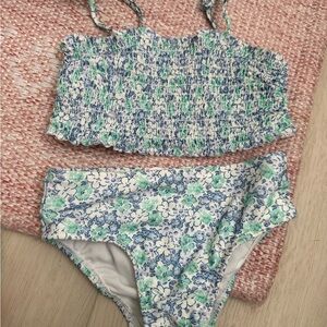 GAP Girls Blue & Green Floral Two-Piece Swim Bikini